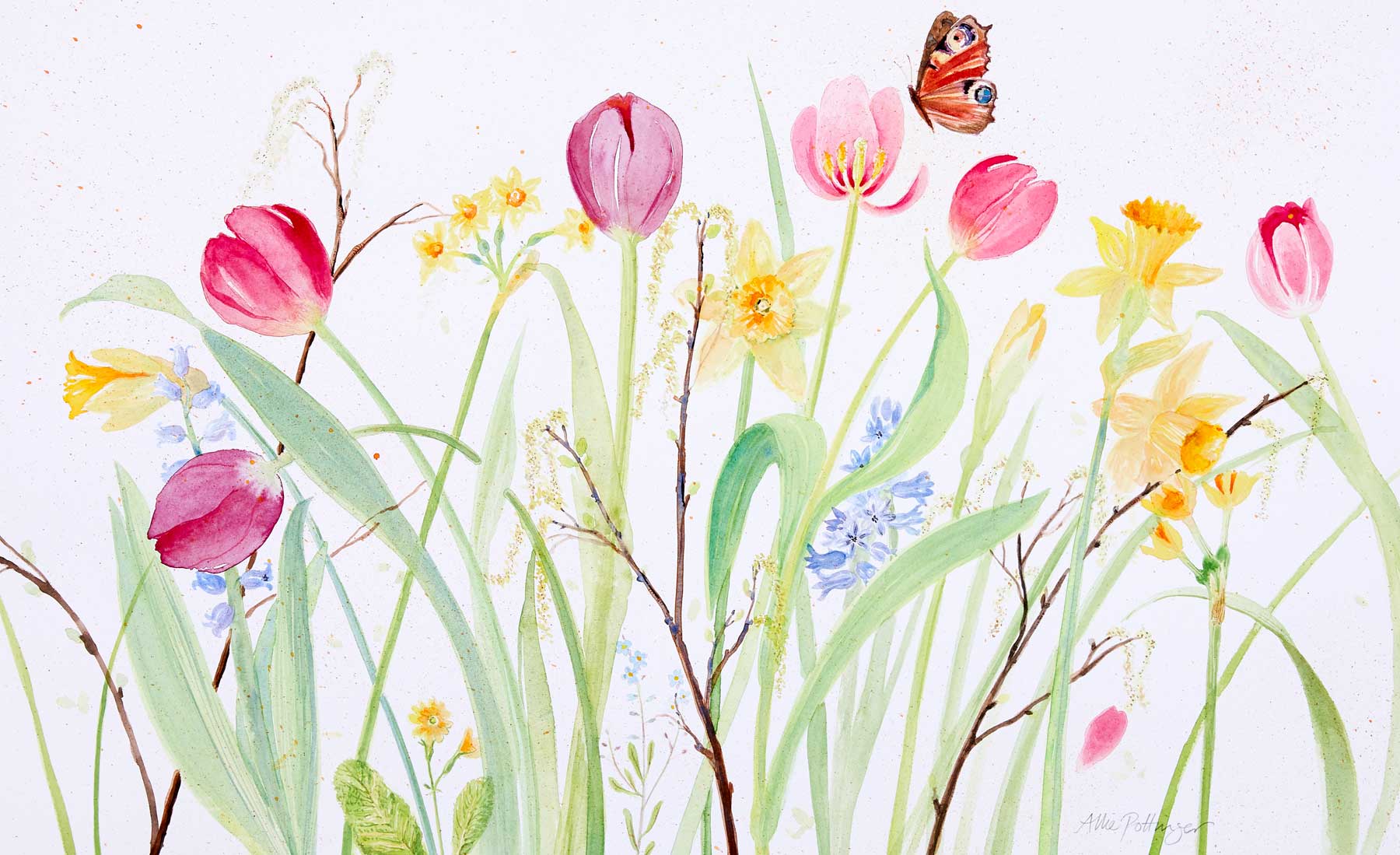Spring Flowers Watercolour